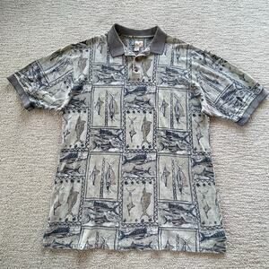 🔥KAHALA Hawaiian USA Made Marlin Fishing Outdoor 1/4 Button Faded Cotton Shirt